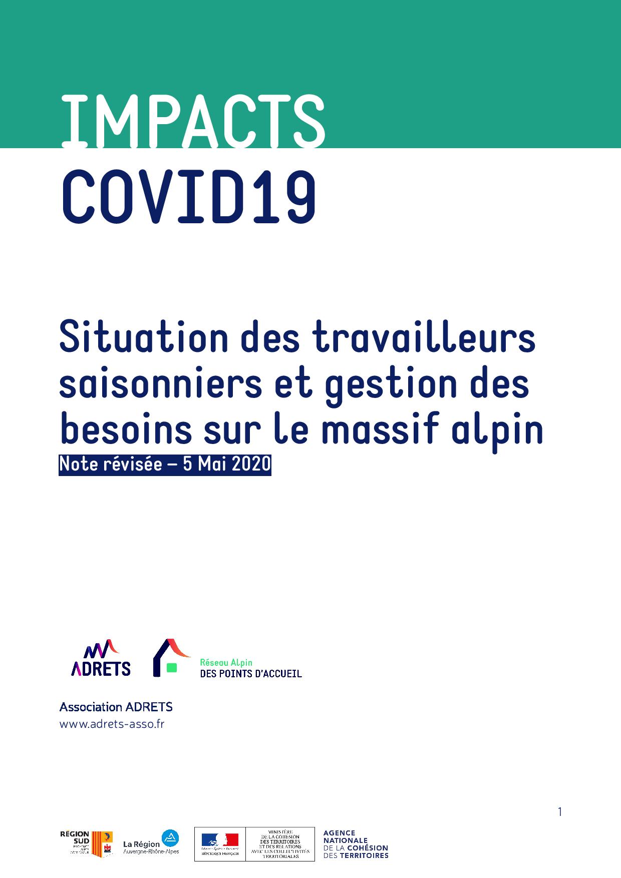 Impacts Covid 19 : Situation des travailleurs saisonniers et gestion des besoins sur le massif alpin